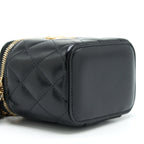 CHANEL 21A GOLD CRUSH MINI VANITY CASE CALFSKIN BLACK BRUSHED GHW