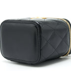 CHANEL 21A GOLD CRUSH MINI VANITY CASE CALFSKIN BLACK BRUSHED GHW