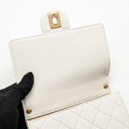 Chanel Pearl quilted flap bag lambskin white GHW