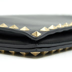 VALENTINO GARAVANI ROCKSTUD LEATHER CLUTCH BAG BLACK