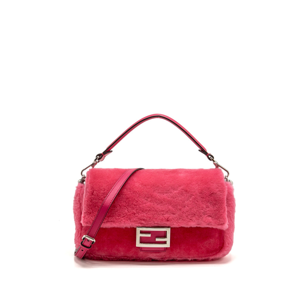 Fendi baguette bag shearling Nappa lambskin Pink SHW