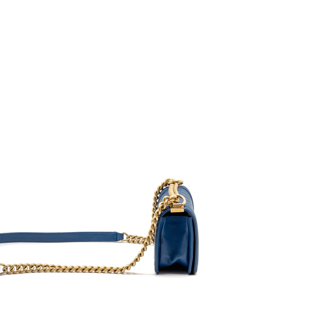 Chanel Small Boy Bag Lambskin Blue GHW