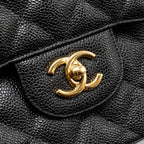 CHANEL JUMBO CLASSIC DOUBLE FLAP BAG CAVIAR BLACK GHW