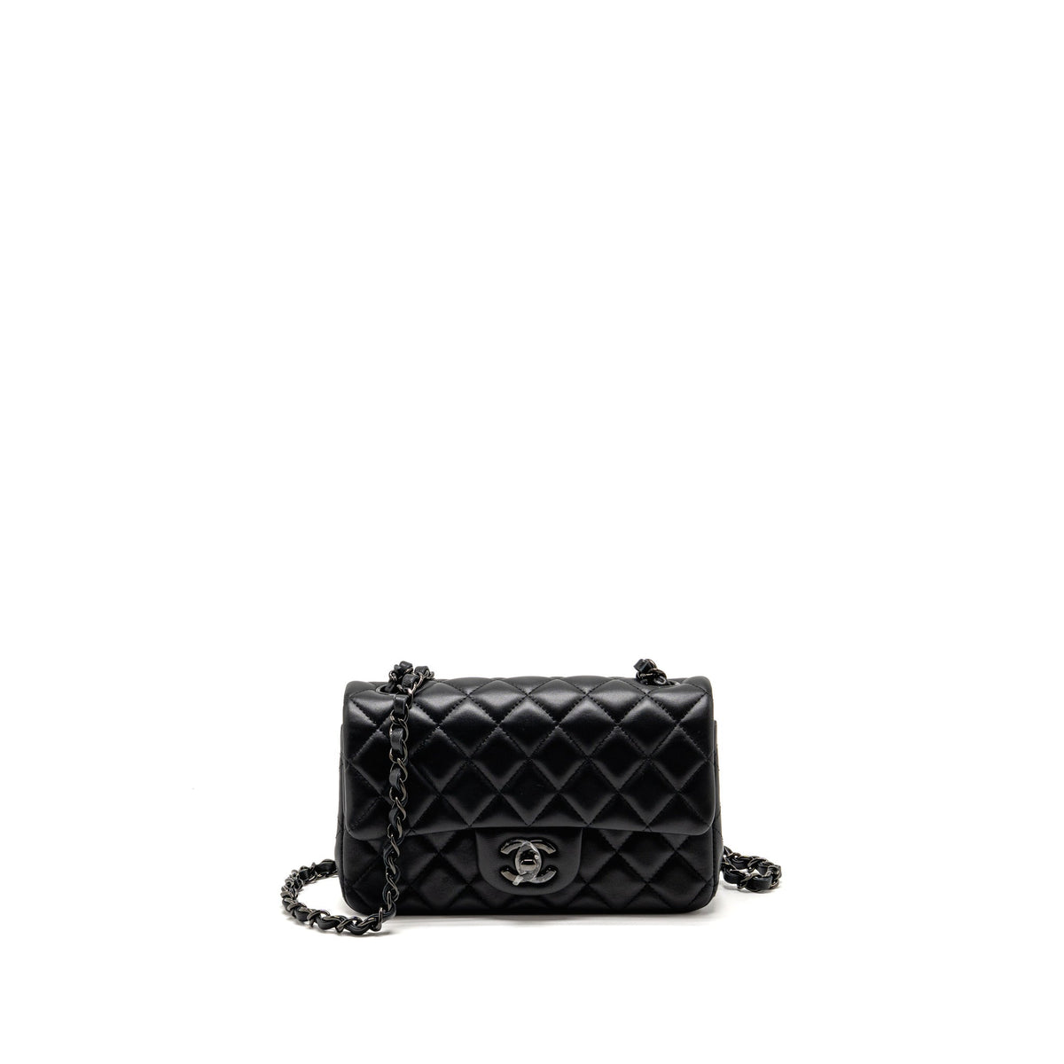 Chanel Mini Rectangular Flap Bag Lambskin SO Black (Microchip)