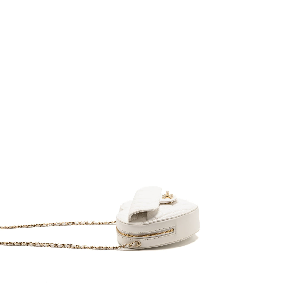 Chanel heart bag lambskin white LGHW (microchip)