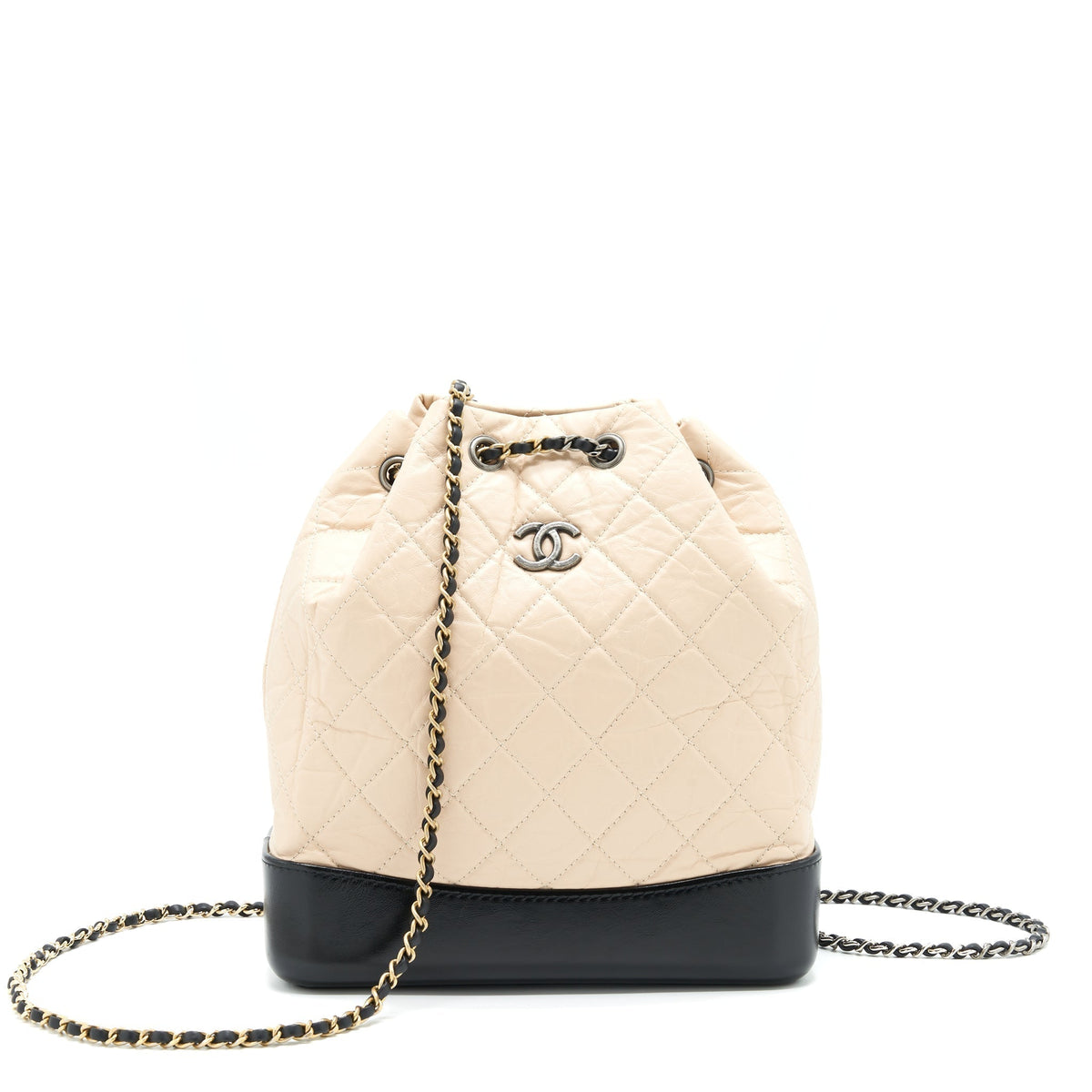 CHANEL GABRIELLE BACKPACK BEIGE/ BLACK DOUBLE COLOUR HARDWARE