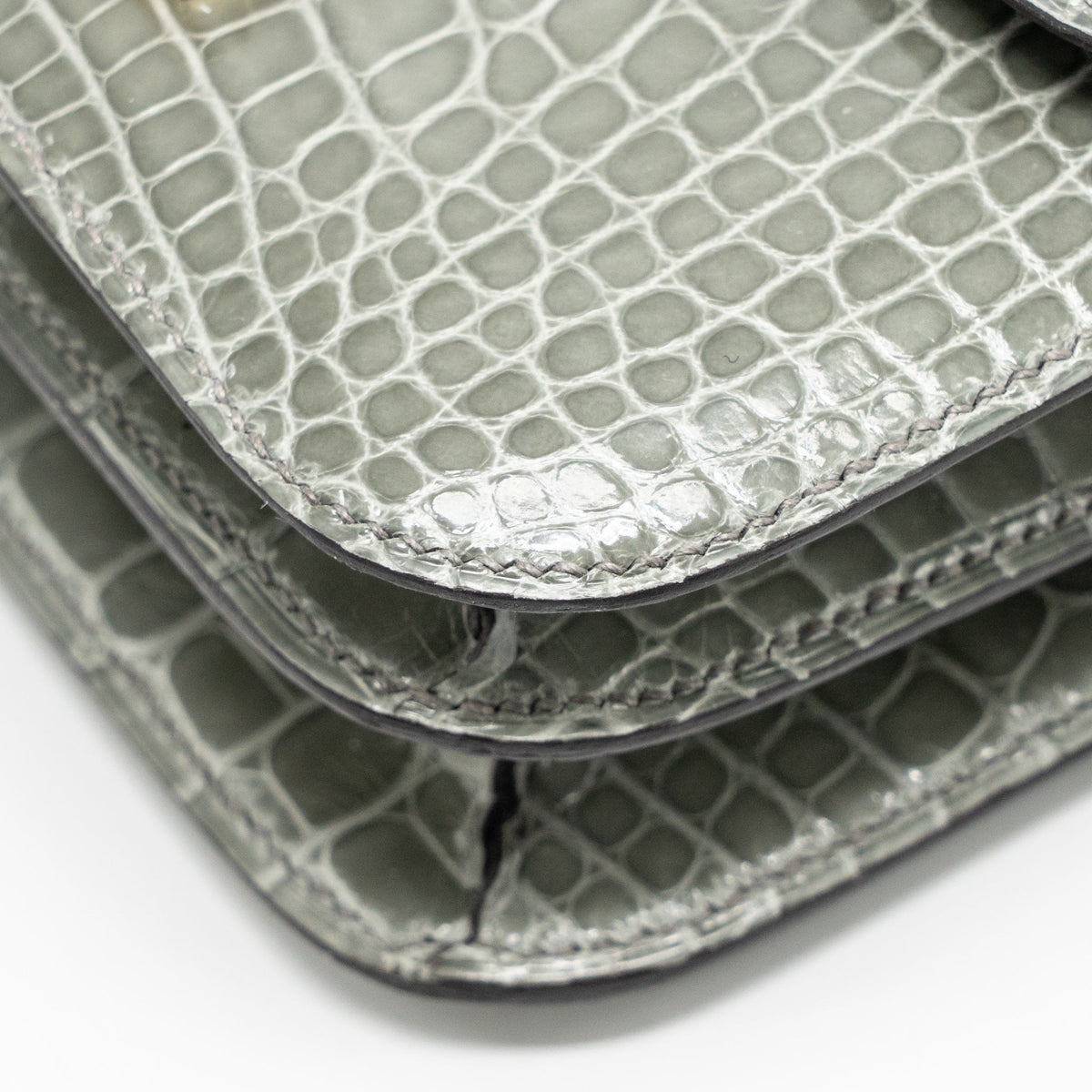 Hermes Constance Mini Alligator Mississippiensis 0V Gris Ciment GHW