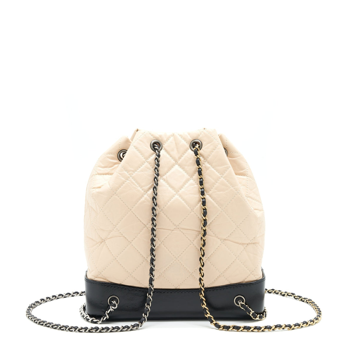 CHANEL GABRIELLE BACKPACK BEIGE/ BLACK DOUBLE COLOUR HARDWARE