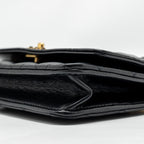 CHANEL LETTER LOGO TOP HANDLE WALLET ON CHAIN LAMBSKIN BLACK GHW (MICROCHIP)