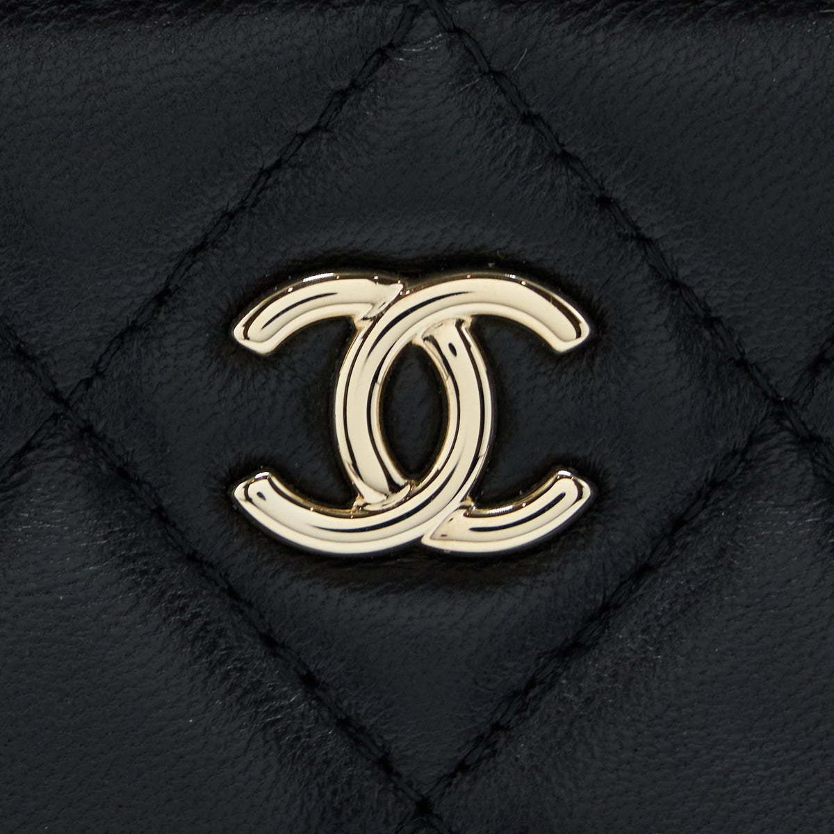 CHANEL O CASE POUCH LAMBSKIN BLACK LGHW