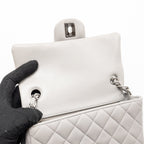 Chanel Mini Rectangular flap bag lambskin grey SHW (microchip)