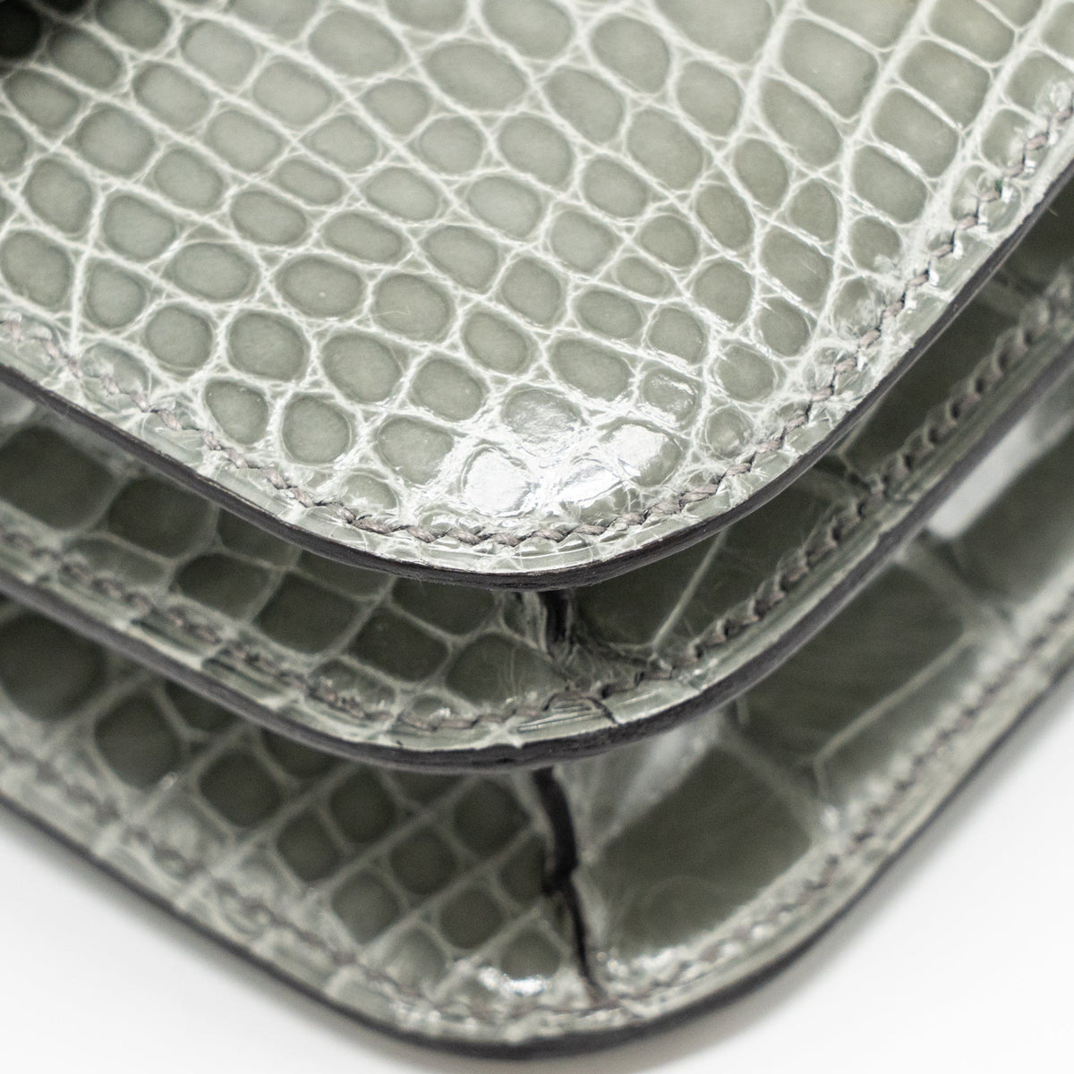 Hermes Constance Mini Alligator Mississippiensis 0V Gris Ciment GHW