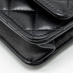 CHANEL LETTER LOGO TOP HANDLE WALLET ON CHAIN LAMBSKIN BLACK GHW (MICROCHIP)