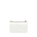 CHANEL MEDIUM BOY BAG CHEVRON LIMITED LAMBSKIN WITH PEARL WHITE SHW