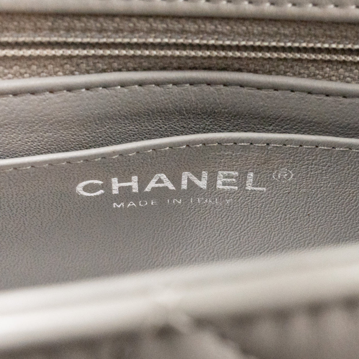 Chanel Mini Rectangular flap bag lambskin grey SHW (microchip)