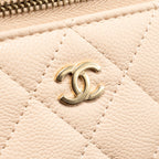 Chanel Classic Mini Vanity Bag Charm Grained Shiny Calfskin Light Pink LGHW (Microchip)