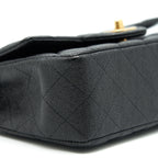 CHANEL RECTANGULAR MINI TOP HANDLE FLAP BAG GRANIED CALFSKIN BLACK GHW