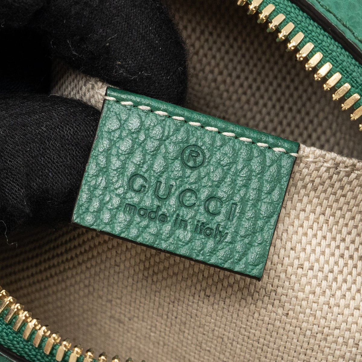 GUCCI DISCO SOHO CAMERA BAG CALFSKIN GREEN LGHW