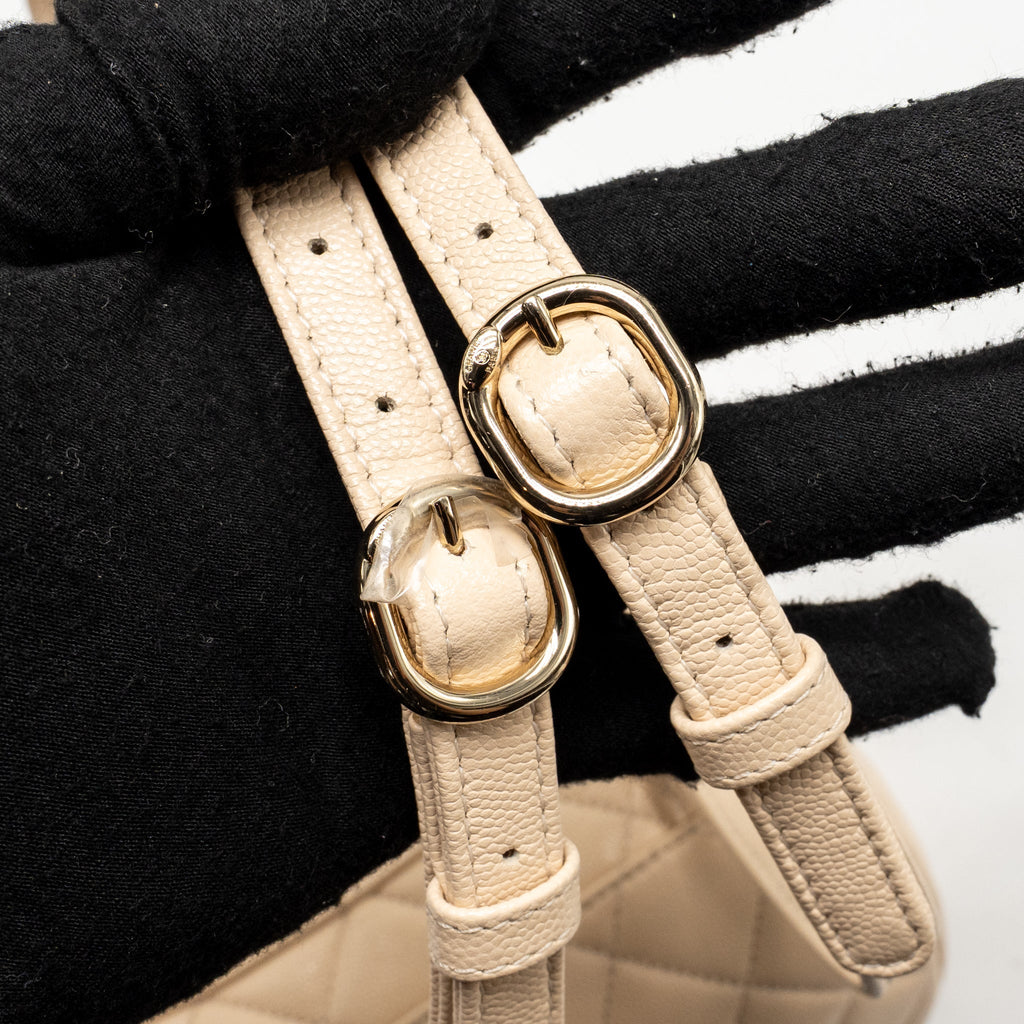 Chanel Urban Spirit backpack caviar beige LGHW (microchip)