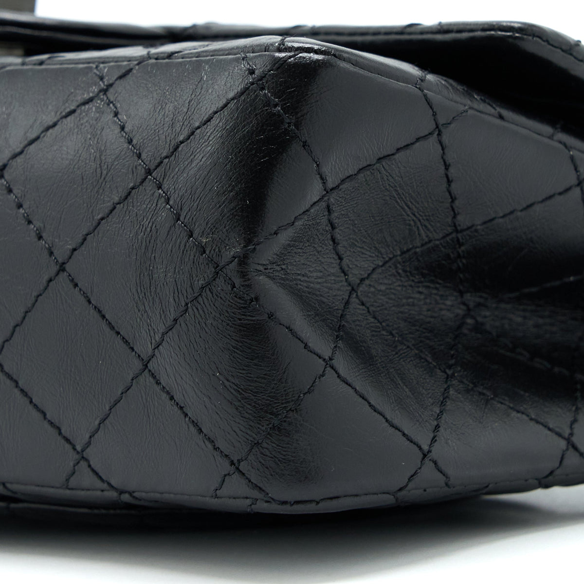 CHANEL SMALL 2.55 REISSUE FLAP BAG AGED CALFSKIN SO BLACK WITH BLACK HARDWARE (MICROCHIP)
