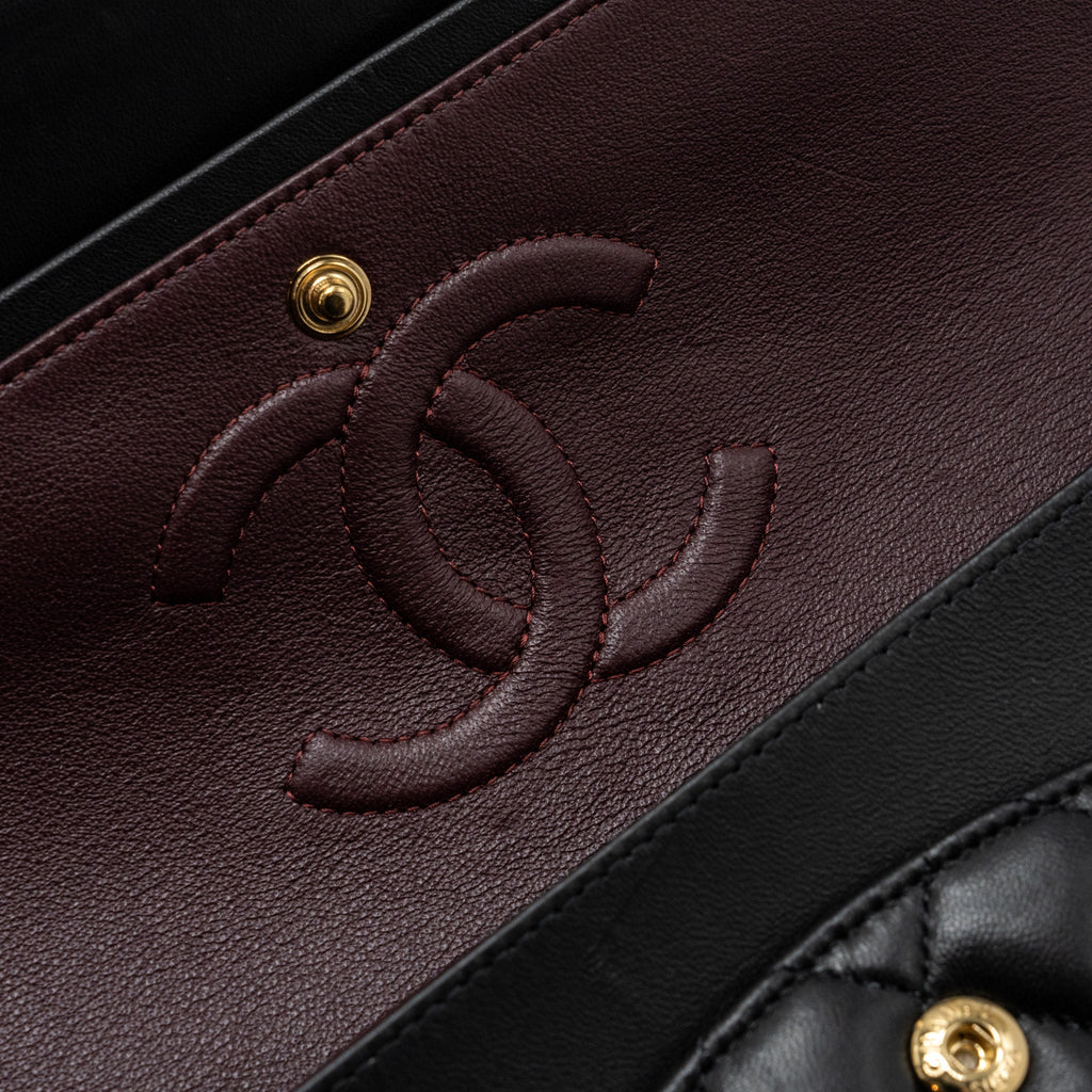 CHANEL MEDIUM CLASSIC FLAP BAG LAMBSKIN BLACK GHW