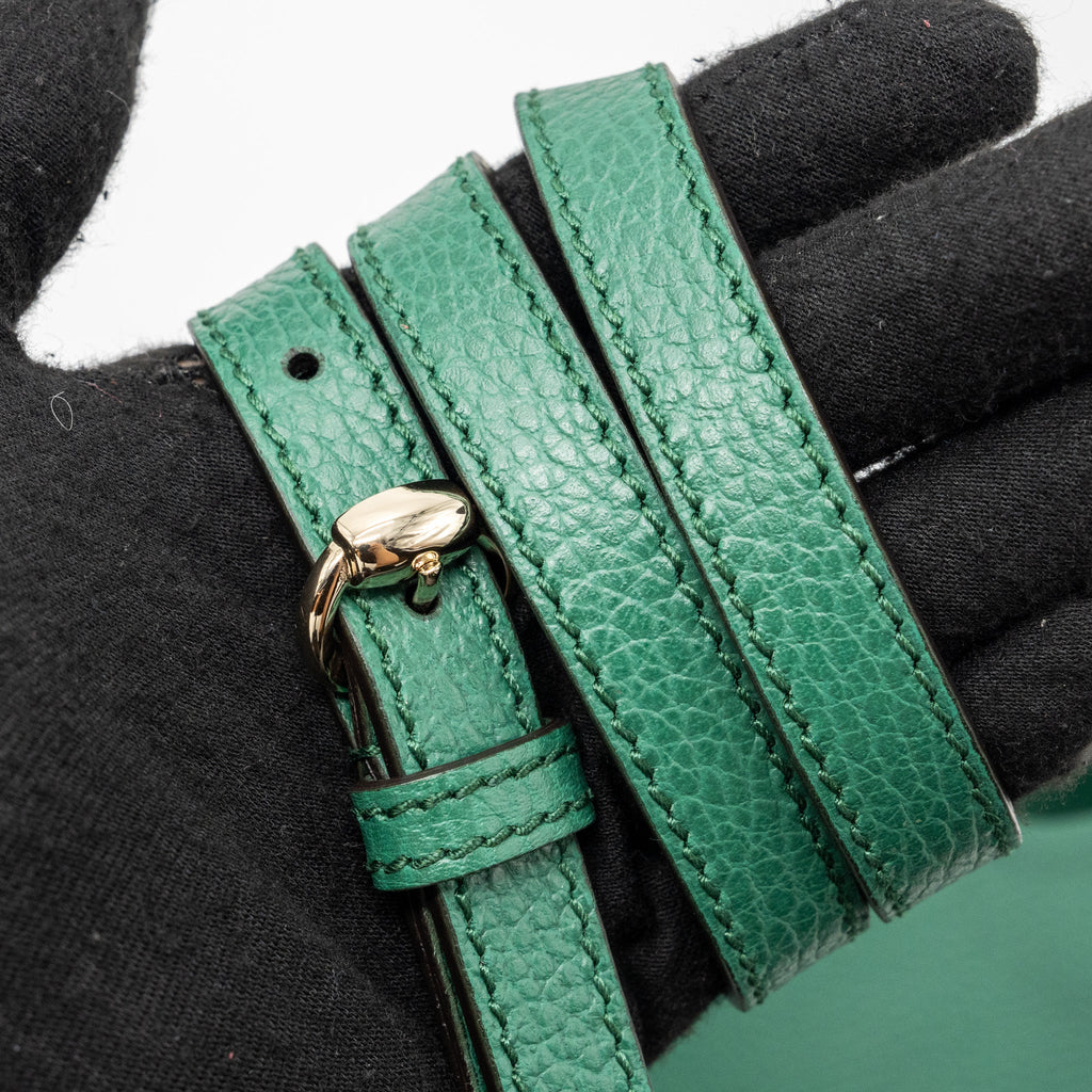 GUCCI DISCO SOHO CAMERA BAG CALFSKIN GREEN LGHW