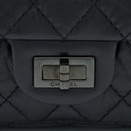 CHANEL SMALL 2.55 REISSUE FLAP BAG AGED CALFSKIN SO BLACK WITH BLACK HARDWARE (MICROCHIP)