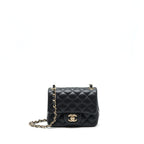 CHANEL MINI SQUARE FLAP BAG LAMBSKIN BLACK LGHW