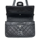 CHANEL SMALL 2.55 REISSUE FLAP BAG AGED CALFSKIN SO BLACK WITH BLACK HARDWARE (MICROCHIP)