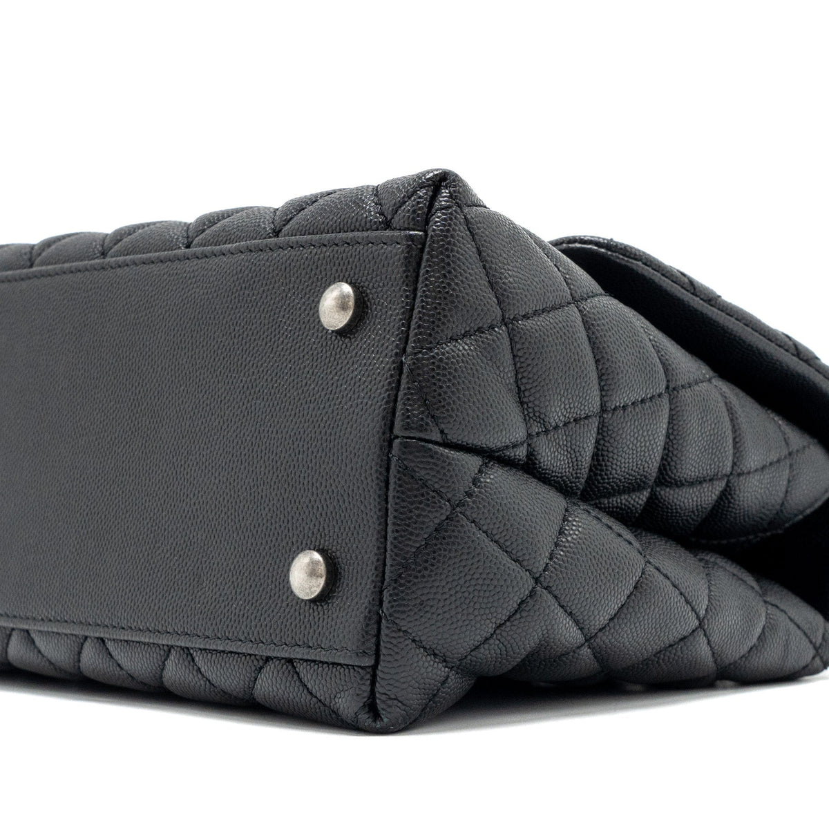 CHANEL MEDIUM COCO HANDLE CAVIAR / LIZARD HANDLE BLACK RUTHENIUM HARDWARE