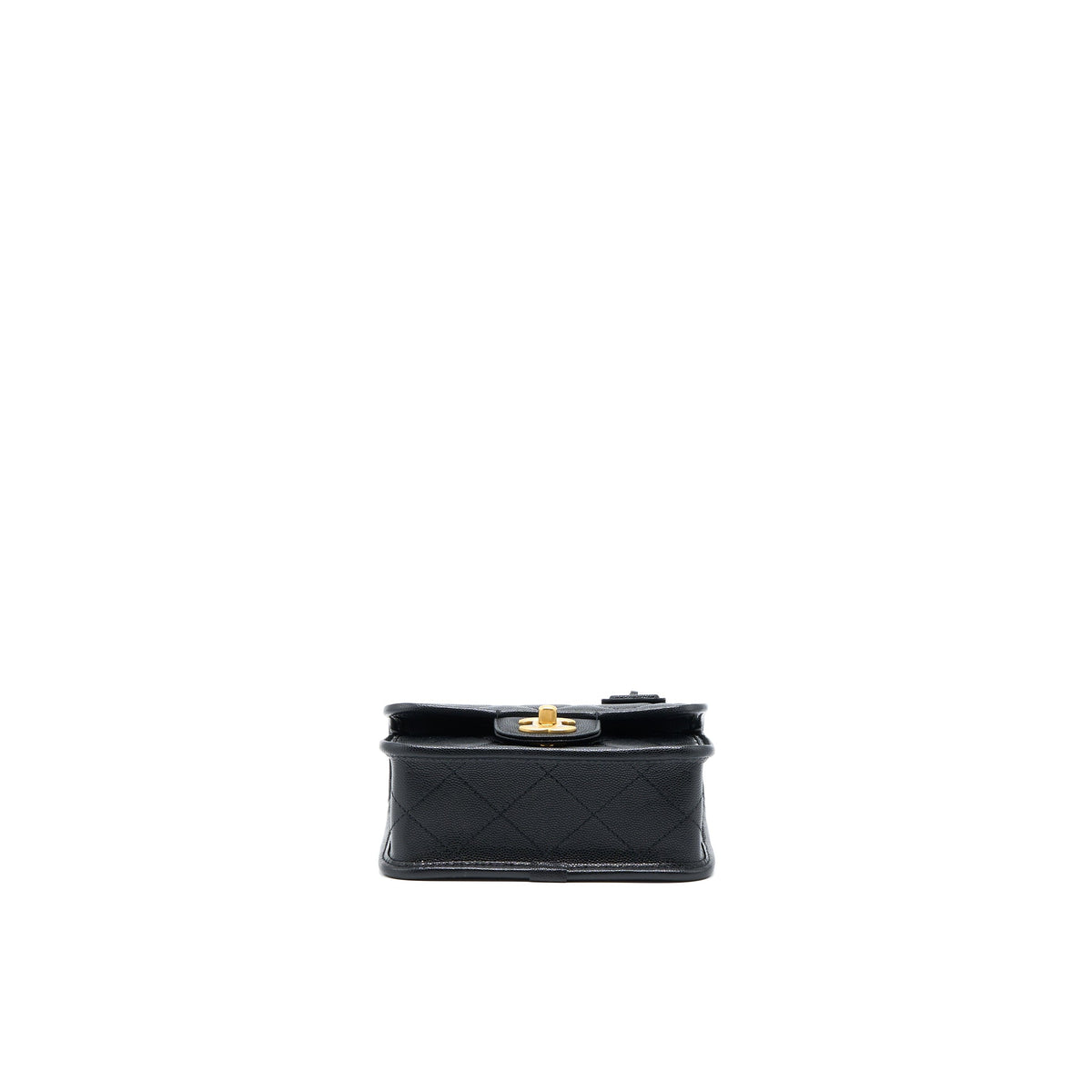 CHANEL 22K TOP HANDLE MESSENGER BAG CAVIAR BLACK BRUSHED GHW(MICROCHIP)