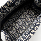 DIOR MEDIUM BOOK TOTE OBLIQUE EMBROIDERY ECRU/BLUE
