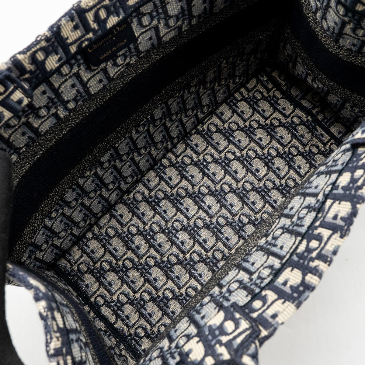 DIOR MEDIUM BOOK TOTE OBLIQUE EMBROIDERY ECRU/BLUE