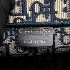 DIOR MEDIUM BOOK TOTE OBLIQUE EMBROIDERY ECRU/BLUE