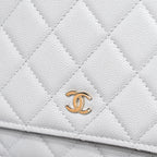 CHANEL CLASSIC WALLET ON CHAIN CAVIAR LIGHT GREY LGHW (MICROCHIP)