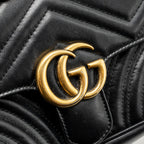 GUCCI MINI GG MARMONT FLAP BAG CALFSKIN BLACK GHW