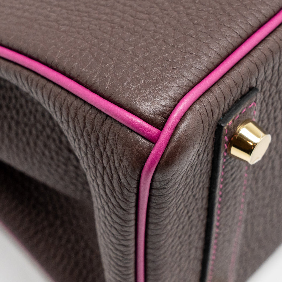 Hermes Birkin 25 Togo Chocolate / Rose Pourpre Brushed GHW