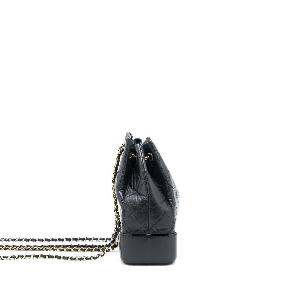CHANEL SMALL GABRIELLE BACKPACK AGED CALFSKIN BLACK MULTICOLOUR HARDWARE