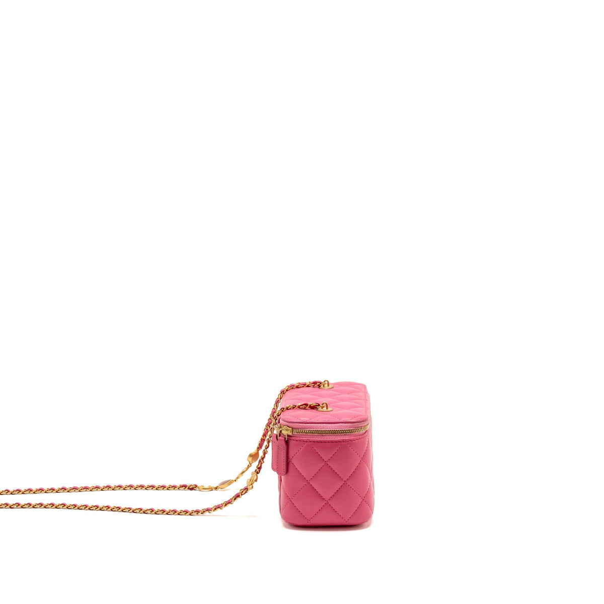 Chanel Long Vanity Case with COCO LOVE DETAILED CHAIN Lambskin Pink GHW (Microchip)