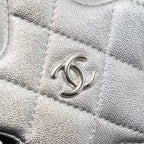 CHANEL STAR COIN PURSE/CHARM QUILTED LEATHER METALLIC SILVER SHW (MICROCHIP)