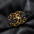 CHANEL SMALL 19 BAG LAMBSKIN BLACK MULTICOLOR HARDWARE (MICROCHIP)