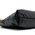 CHANEL 23S MINI 22 BAG WITH PEARL SHINY CALFSKIN BLACK BRUSHED GHW (MICROCHIP)