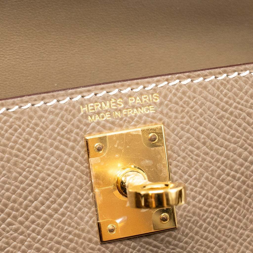Hermes Mini Kelly Epsom Etoupe GHW