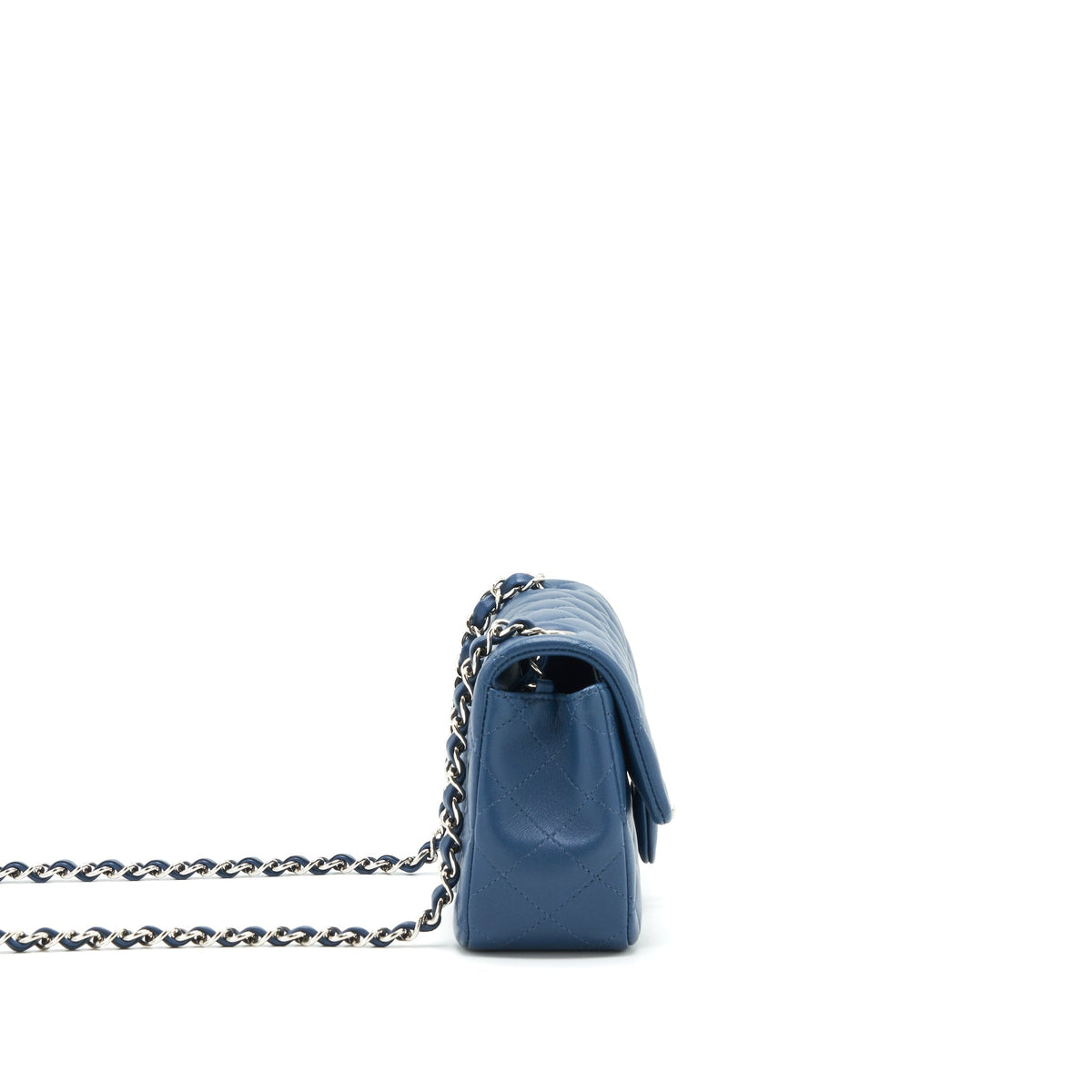 CHANEL MINI RECTANGULAR FLAP BAG LAMBSKIN NAVY BLUE SHW