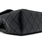 CHANEL 22K RETRO NEW CLASSIC SQUARE MINI FLAP BAG GOATSKIN BLACK BRUSHED GHW (MICROCHIP)