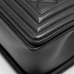 CHANEL MEDIUM BOY BAG CALFSKIN BLACK GHW (MICROCHIP)