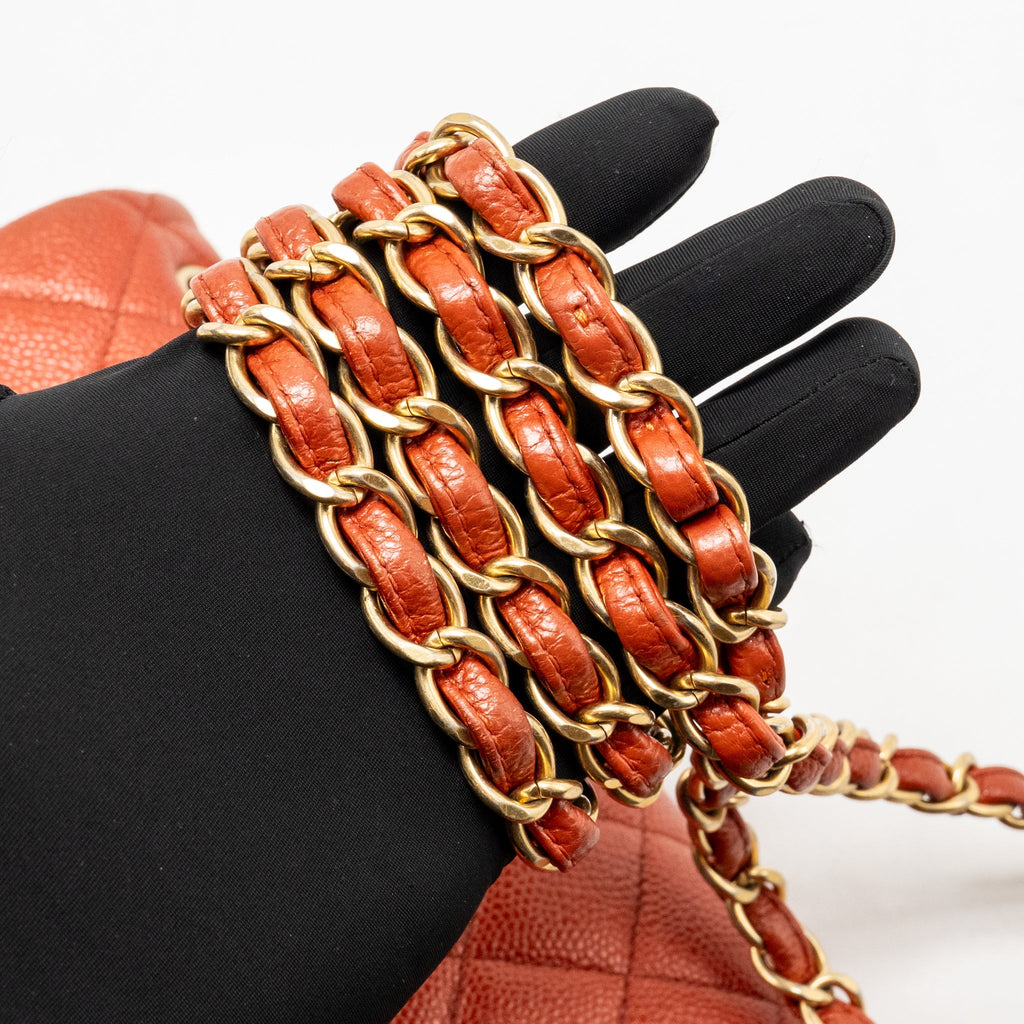 CHANEL JUMBO CLASSIC DOUBLE FLAP BAG CAVIAR RED GHW