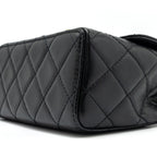 CHANEL 22K RETRO NEW CLASSIC SQUARE MINI FLAP BAG GOATSKIN BLACK BRUSHED GHW (MICROCHIP)