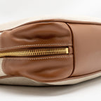 MIU MIU BEAU BAG CANVAS/LEATHER BEIGE/BRANDY GHW