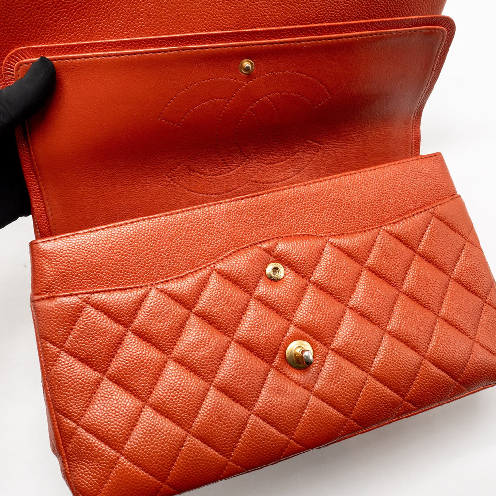 CHANEL JUMBO CLASSIC DOUBLE FLAP BAG CAVIAR RED GHW